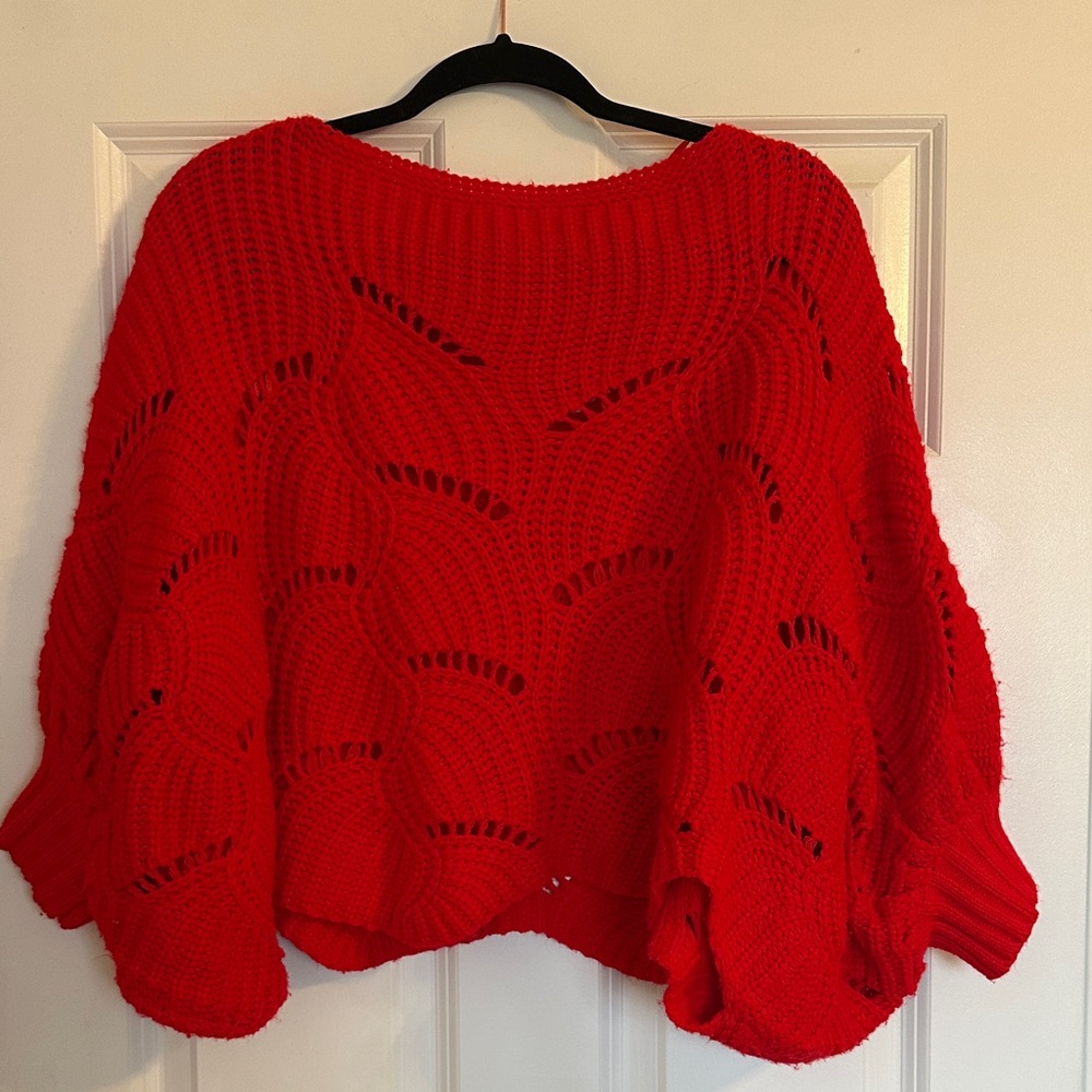 Red Cropped Women's Sweater